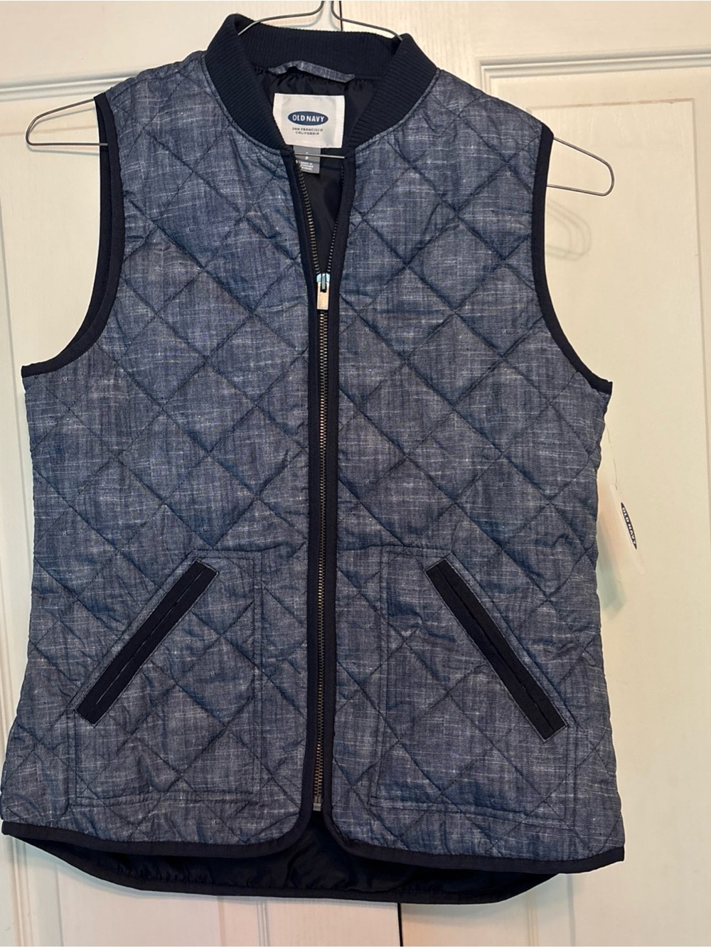 Old Navy Quilted Denim-Look Kids Vest in Navy